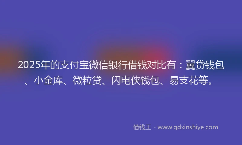 2025年的支付宝微信银行借钱对比有：翼贷钱包、小金库、微粒贷、闪电侠钱包、易支花等。