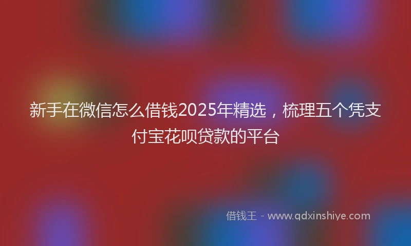 新手在微信怎么借钱2025年精选，梳理五个凭支付宝花呗贷款的平台
