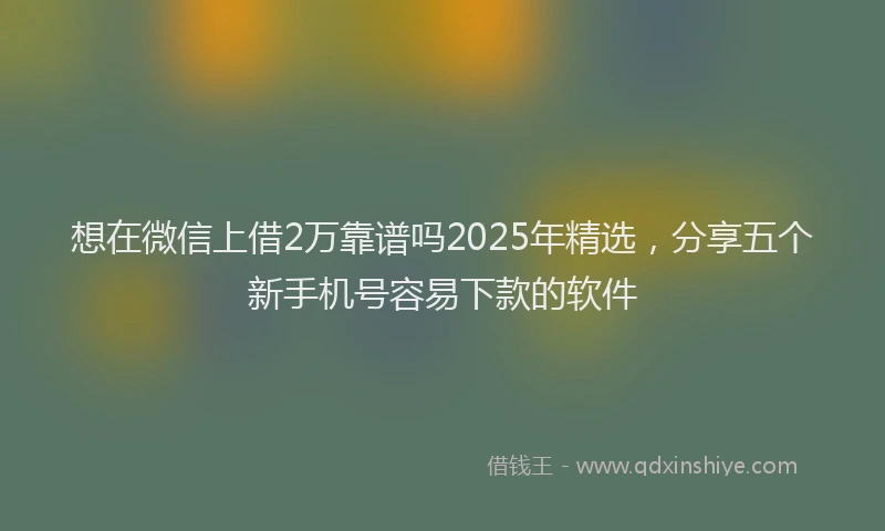 想在微信上借2万靠谱吗2025年精选，分享五个新手机号容易下款的软件