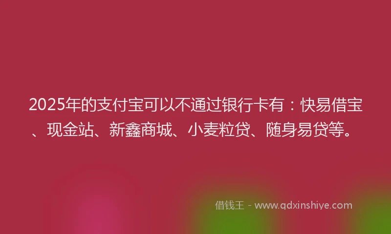 2025年的支付宝可以不通过银行卡有：快易借宝、现金站、新鑫商城、小麦粒贷、随身易贷等。