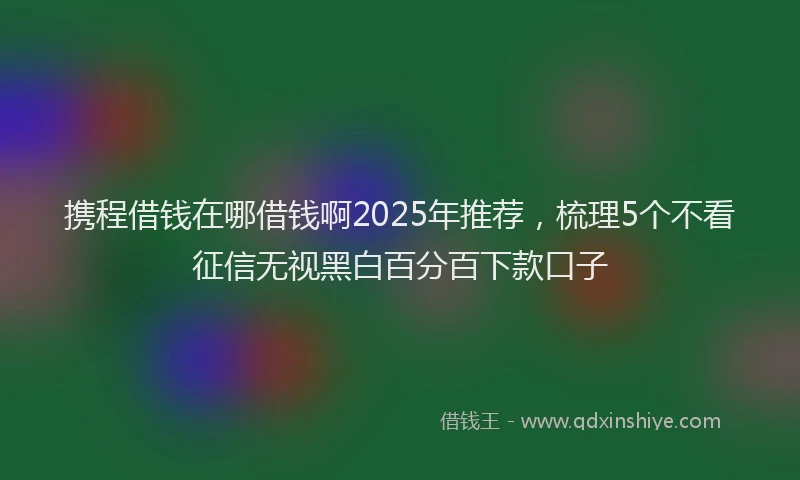 携程借钱在哪借钱啊2025年推荐，梳理5个不看征信无视黑白百分百下款口子