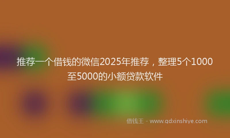 推荐一个借钱的微信2025年推荐，整理5个1000至5000的小额贷款软件