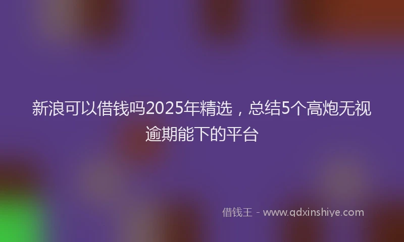 新浪可以借钱吗2025年精选，总结5个高炮无视逾期能下的平台
