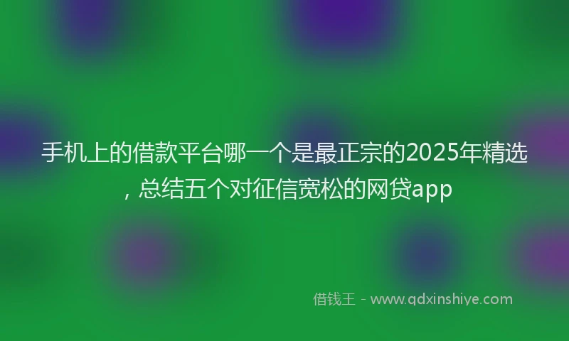 手机上的借款平台哪一个是最正宗的2025年精选，总结五个对征信宽松的网贷app