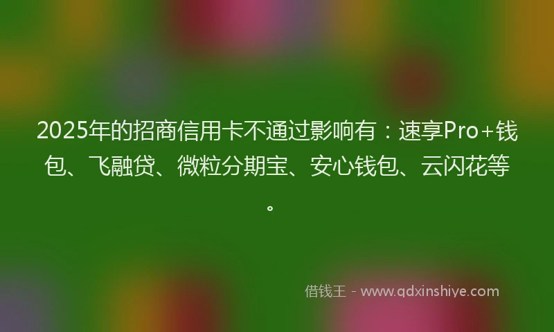 2025年的招商信用卡不通过影响有：速享Pro+钱包、飞融贷、微粒分期宝、安心钱包、云闪花等。