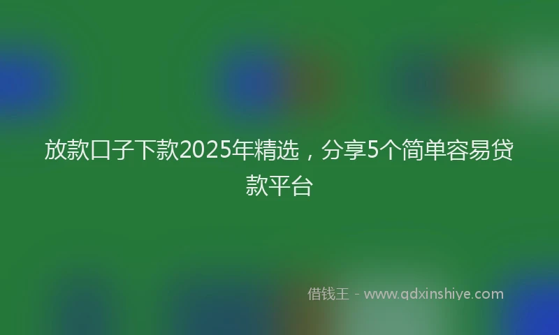 放款口子下款2025年精选，分享5个简单容易贷款平台