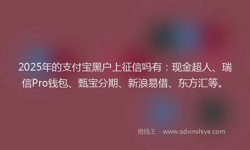 2025年的支付宝黑户上征信吗有：现金超人、瑞信Pro钱包、甄宝分期、新浪易借、东方汇等。