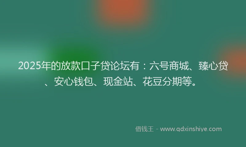2025年的放款口子贷论坛有：六号商城、臻心贷、安心钱包、现金站、花豆分期等。