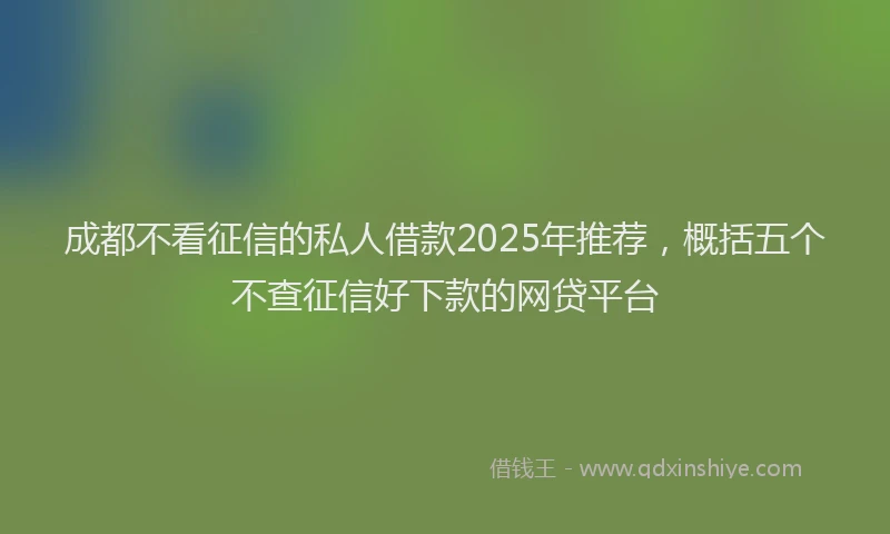 成都不看征信的私人借款2025年推荐，概括五个不查征信好下款的网贷平台