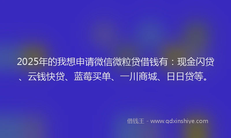 2025年的我想申请微信微粒贷借钱有：现金闪贷、云钱快贷、蓝莓买单、一川商城、日日贷等。