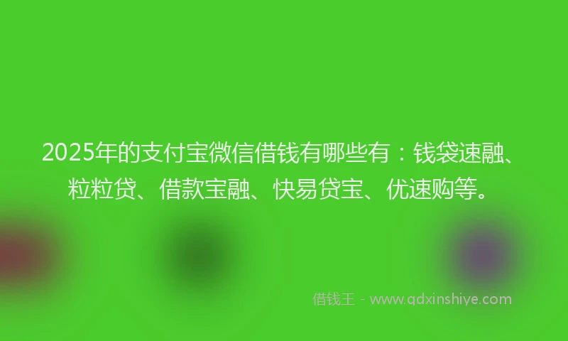 2025年的支付宝微信借钱有哪些有：钱袋速融、粒粒贷、借款宝融、快易贷宝、优速购等。