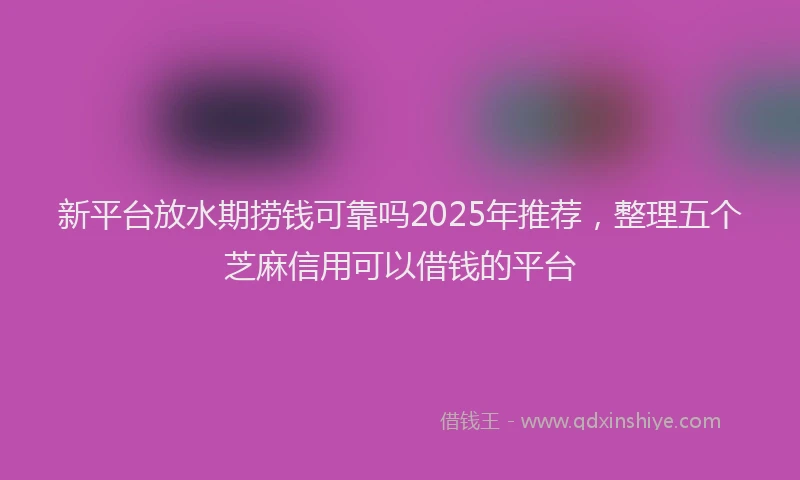 新平台放水期捞钱可靠吗2025年推荐，整理五个芝麻信用可以借钱的平台