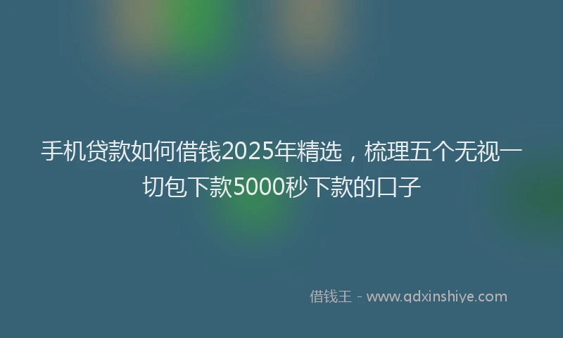 手机贷款如何借钱2025年精选，梳理五个无视一切包下款5000秒下款的口子