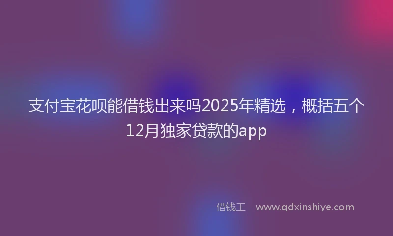 支付宝花呗能借钱出来吗2025年精选，概括五个12月独家贷款的app
