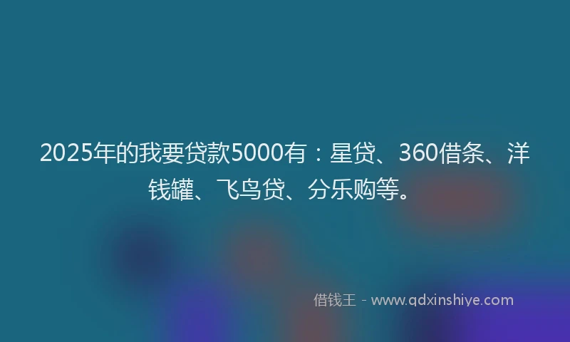 2025年的我要贷款5000有：星贷、360借条、洋钱罐、飞鸟贷、分乐购等。