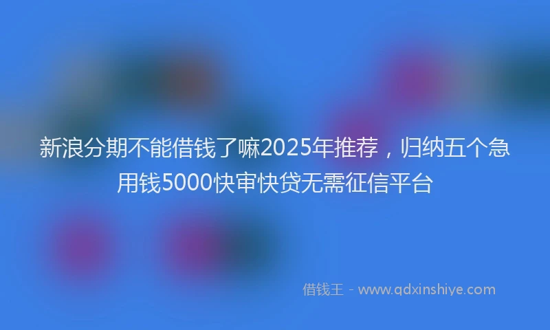 新浪分期不能借钱了嘛2025年推荐，归纳五个急用钱5000快审快贷无需征信平台