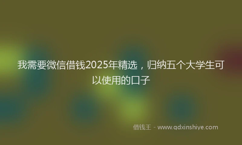 我需要微信借钱2025年精选，归纳五个大学生可以使用的口子