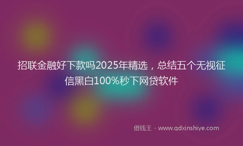 招联金融好下款吗2025年精选，总结五个无视征信黑白100%秒下网贷软件