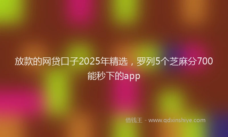 放款的网贷口子2025年精选，罗列5个芝麻分700能秒下的app