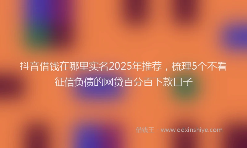 抖音借钱在哪里实名2025年推荐，梳理5个不看征信负债的网贷百分百下款口子