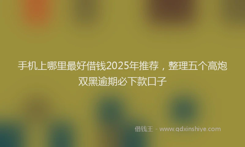 手机上哪里最好借钱2025年推荐，整理五个高炮双黑逾期必下款口子