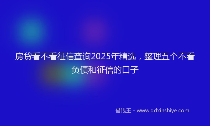 房贷看不看征信查询2025年精选，整理五个不看负债和征信的口子