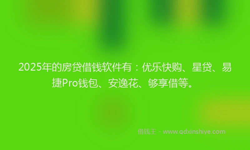 2025年的房贷借钱软件有：优乐快购、星贷、易捷Pro钱包、安逸花、够享借等。