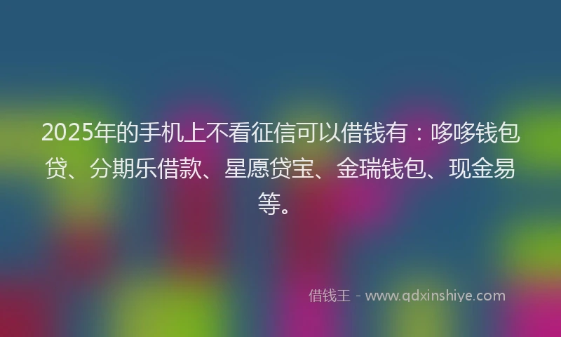 2025年的手机上不看征信可以借钱有：哆哆钱包贷、分期乐借款、星愿贷宝、金瑞钱包、现金易等。