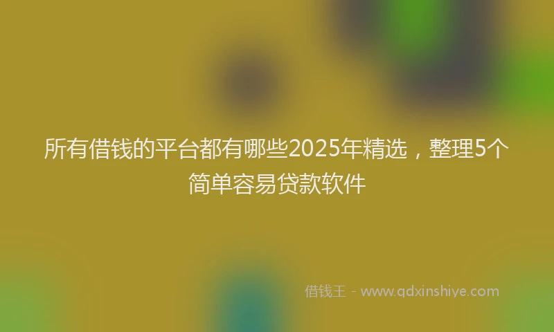 所有借钱的平台都有哪些2025年精选，整理5个简单容易贷款软件