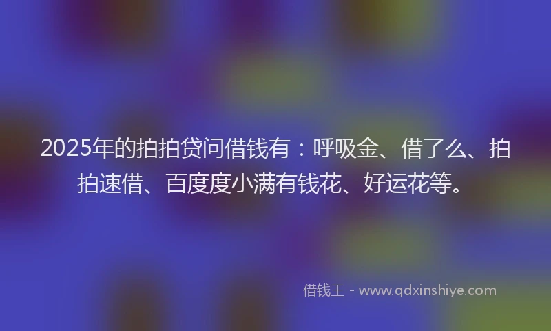 2025年的拍拍贷问借钱有：呼吸金、借了么、拍拍速借、百度度小满有钱花、好运花等。