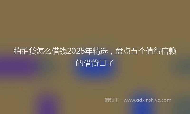 拍拍贷怎么借钱2025年精选，盘点五个值得信赖的借贷口子