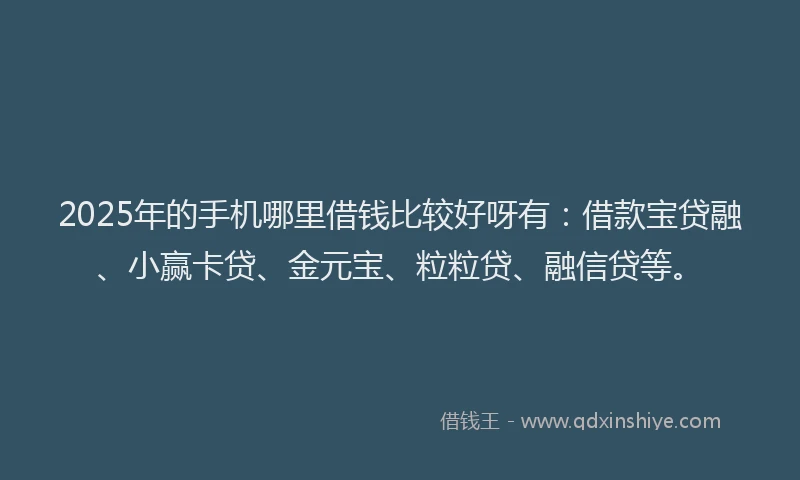 2025年的手机哪里借钱比较好呀有：借款宝贷融、小赢卡贷、金元宝、粒粒贷、融信贷等。