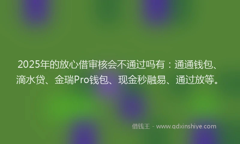 2025年的放心借审核会不通过吗有：通通钱包、滴水贷、金瑞Pro钱包、现金秒融易、通过放等。