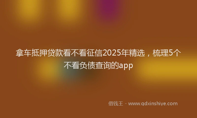 拿车抵押贷款看不看征信2025年精选，梳理5个不看负债查询的app