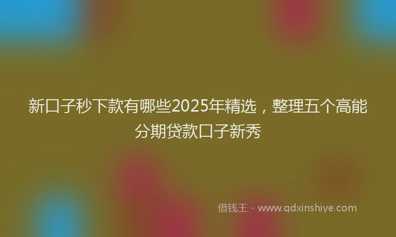 新口子秒下款有哪些2025年精选，整理五个高能分期贷款口子新秀