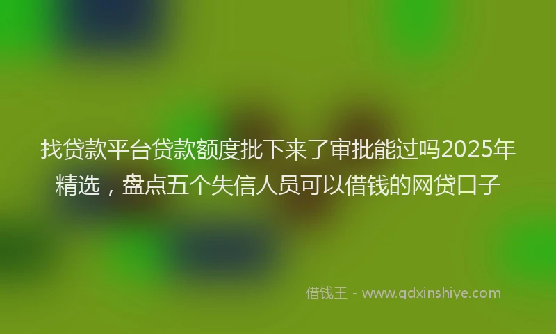 找贷款平台贷款额度批下来了审批能过吗2025年精选，盘点五个失信人员可以借钱的网贷口子