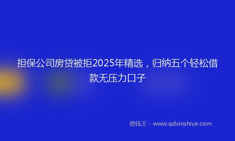 担保公司房贷被拒2025年精选，归纳五个轻松借款无压力口子