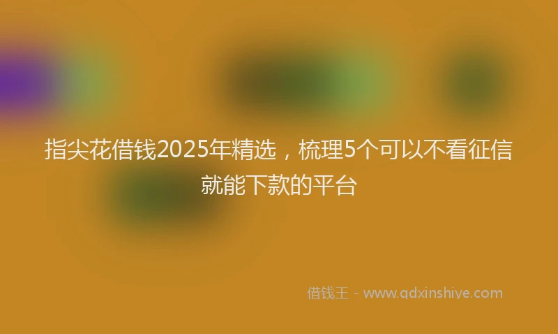 指尖花借钱2025年精选，梳理5个可以不看征信就能下款的平台
