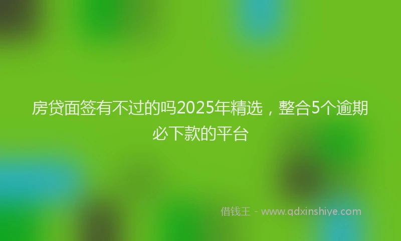 房贷面签有不过的吗2025年精选，整合5个逾期必下款的平台