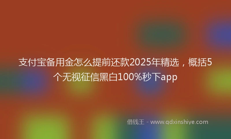 支付宝备用金怎么提前还款2025年精选，概括5个无视征信黑白100%秒下app