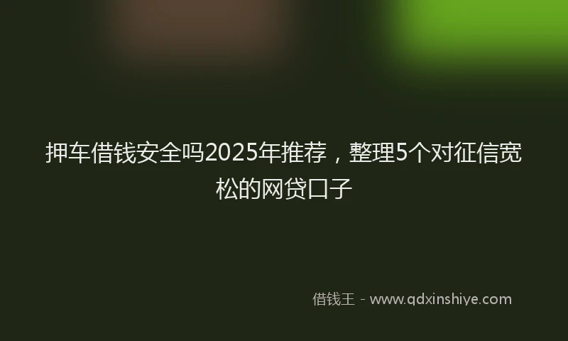 押车借钱安全吗2025年推荐，整理5个对征信宽松的网贷口子