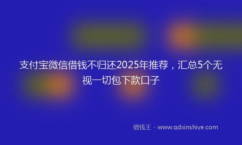 支付宝微信借钱不归还2025年推荐，汇总5个无视一切包下款口子