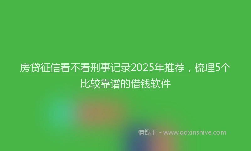 房贷征信看不看刑事记录2025年推荐，梳理5个比较靠谱的借钱软件