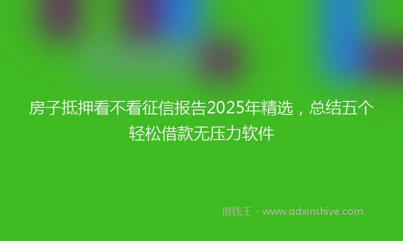 房子抵押看不看征信报告2025年精选，总结五个轻松借款无压力软件