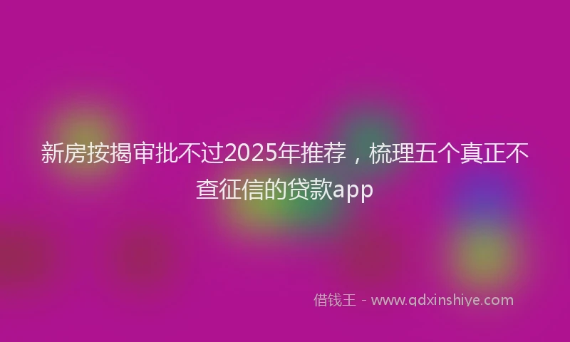新房按揭审批不过2025年推荐，梳理五个真正不查征信的贷款app