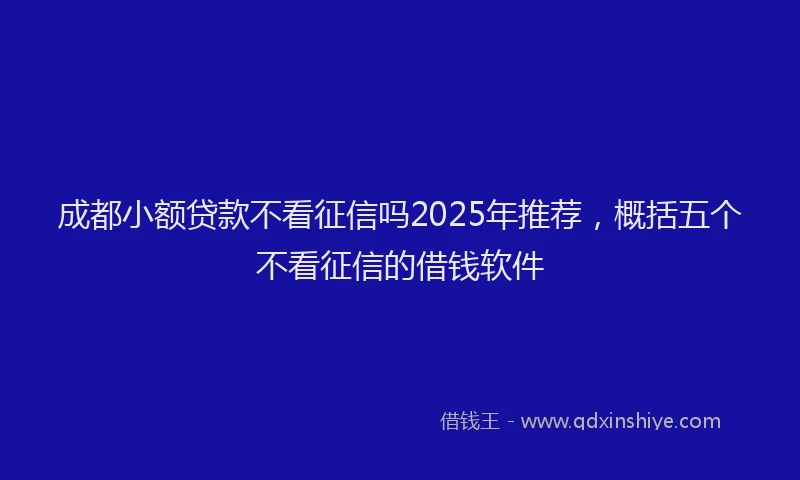 成都小额贷款不看征信吗2025年推荐，概括五个不看征信的借钱软件