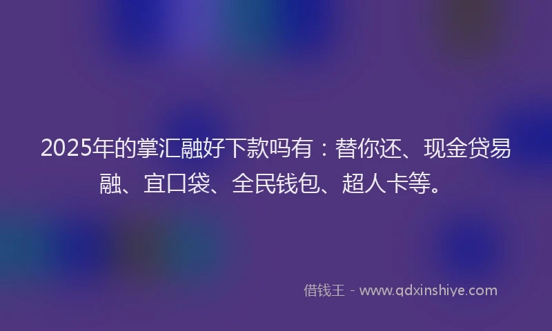 2025年的掌汇融好下款吗有：替你还、现金贷易融、宜口袋、全民钱包、超人卡等。