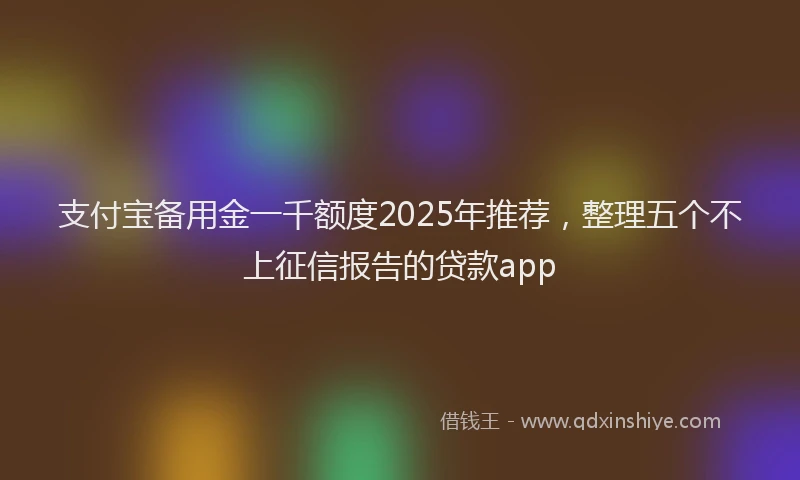 支付宝备用金一千额度2025年推荐，整理五个不上征信报告的贷款app