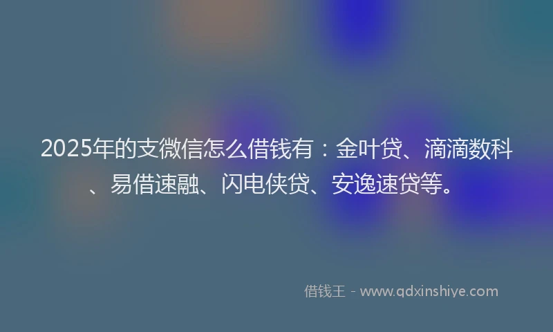 2025年的支微信怎么借钱有：金叶贷、滴滴数科、易借速融、闪电侠贷、安逸速贷等。