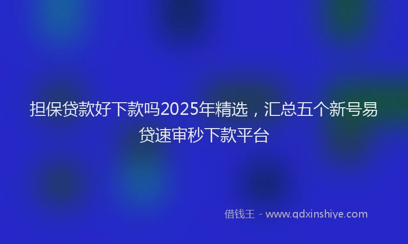 担保贷款好下款吗2025年精选，汇总五个新号易贷速审秒下款平台